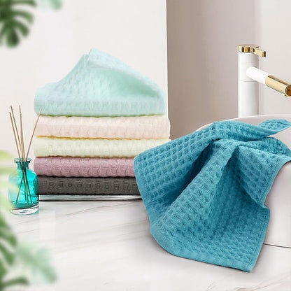 Cleanbear Waffle Wash Cloths Set of 12, Cotton Washcloths for Body and Face, 13” x 13”, 6 Assorted Colors