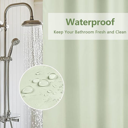 Waterproof Fabric Shower Curtain Liner with 3 Extra-Large Magnets, 72 x 72 inch Washable Cloth Shower Liner Hotel Quality, Pastel Green Lightweight Shower Curtain for Bathroom