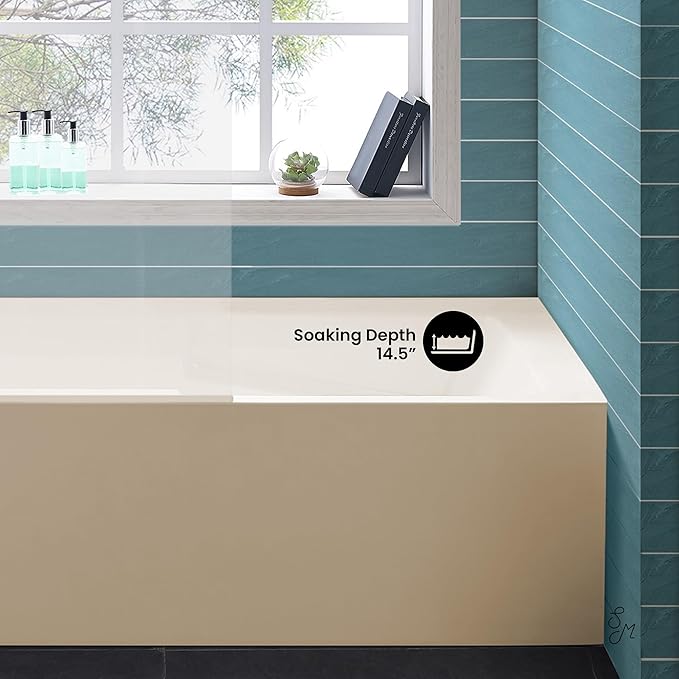 Voltaire 60" X 32" Left-Hand Drain Alcove Bathtub with Apron in Bisque