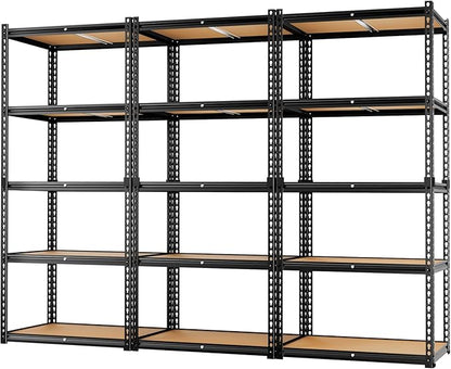 LEVELEVE 5-Tier Heavy Duty Storage Shelving Unit, 2000 lbs Capacity, Adjustable Metal Utility Shelf, 35" L x 16" W x 73" H for Garage, Kitchen, Pantry, Basement, Bathroom, Laundry,3 Pack