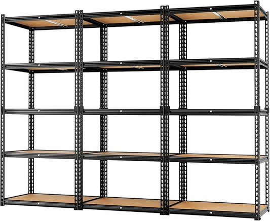 LEVELEVE 5-Tier Heavy Duty Storage Shelving Unit, 2000 lbs Capacity, Adjustable Metal Utility Shelf, 35" L x 16" W x 73" H for Garage, Kitchen, Pantry, Basement, Bathroom, Laundry,3 Pack