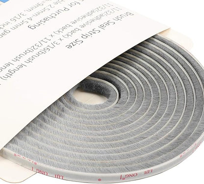 TORRAMI Felt Weather Stripping Seal Tape 11/32 inch x 11/32 inch x 16 ft, Self Adhesive Door Brush Seal Strip with New Package Neat Pile Keep Draft Out Warm in Winter, Grey