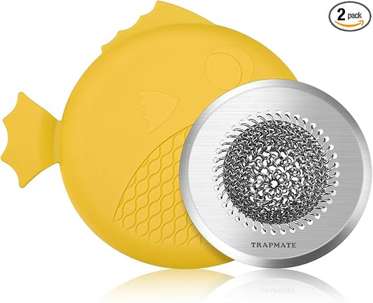 TRAPMATE Bathtub Drain Stopper/Protector/Hair Catcher Shower Drain/Easy Clean Hair Trap Strainer & Silicone Stopper for Tub, Sink (Yellow)