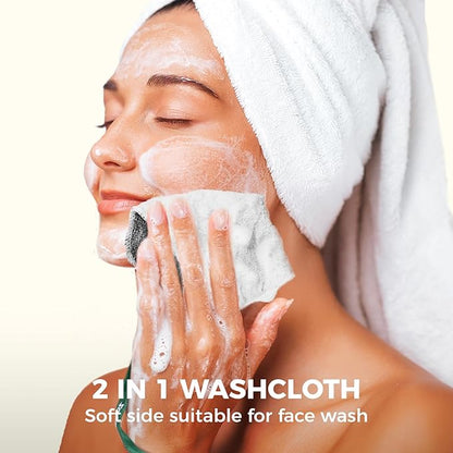 ZOMCHI 2 Count Washcloth, Exfoliating Washcloth for Dead Skin Removal, Dual Sided Exfoliating Washcloths (Deep and Soft)