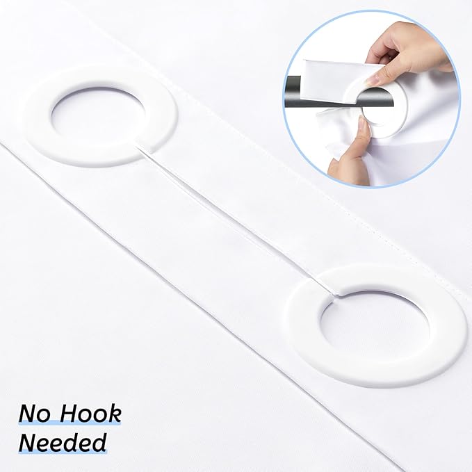 Furlinic No Hook Extra Long Shower Curtain 84 Length,Polyester Fabric Bathroom Curtains with 10 Plastic Split Grommets,Modern Hotel Style Waterproof White Shower Curtains,72x84.
