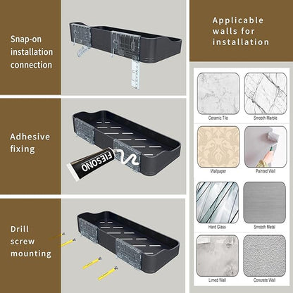 Luxury Shower Caddy, Rustproof Metal Large Capacity Bathroom Shelves for Storage, Adhesive or Drill Mounting for Kitchen Holder & Organizer (1 Pack)