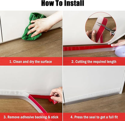 Wide Silicone Weather Stripping, 2 inch (W) x 20 Ft (L) Door Draft Stopper, Silicone Seal Strip for Doors Windows and Shower Glass Gap, Clear