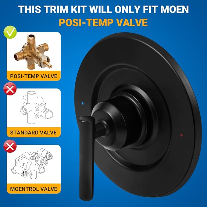 Replacement for Moen Single Lever Handle T2901BL Trim Kit, for Moen Gibson Posi-Temp Shower/Tub Pressure Balanced Valves