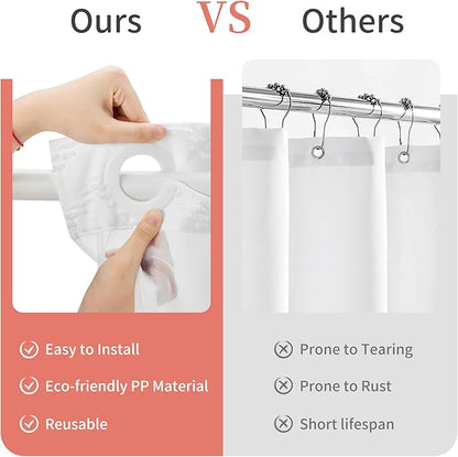 Hookless Shower Curtain with Snap in Liner 71" x 86" Double-Layer Waterproof Polyester Shower Curtain for Bathroom or Hotel Use,Removable Liner,Magnetic Hem,Large Rings,Machine Washable,White
