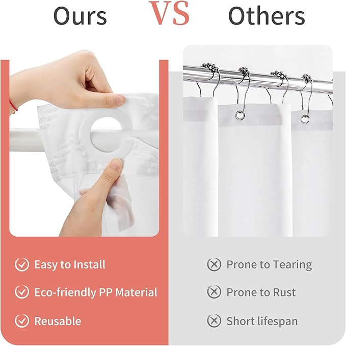 Hookless Shower Curtain with Snap in Liner 71" x 74" Double-Layer Waterproof Polyester Shower Curtain for Bathroom or Hotel Use,Removable Liner,Magnetic Hem,Large Rings,Machine Washable,White