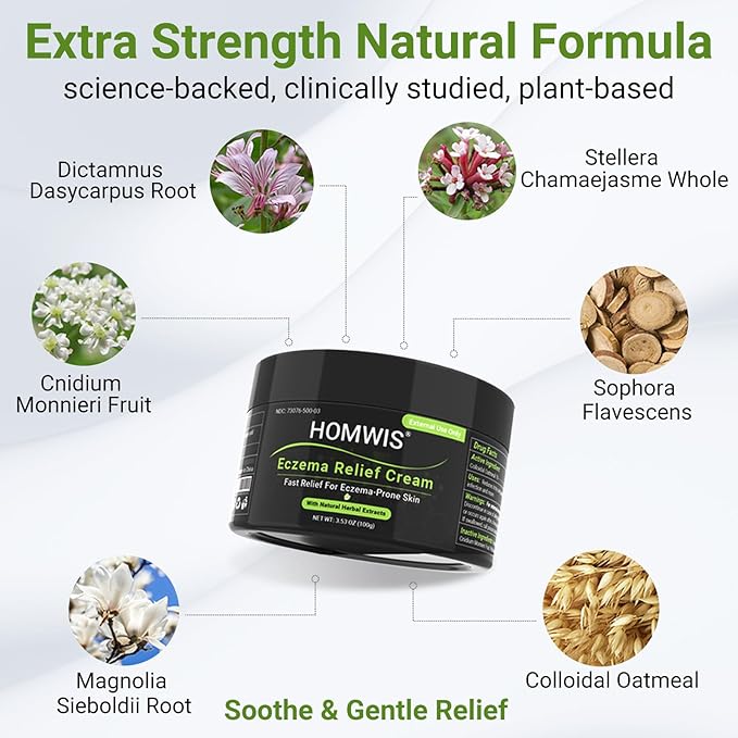 Eczema Cream, Psoriasis, Dermatitis & Rashes Treatment, Moisturizer for Dry, Itchy & Sensitive Skin, Face, Scalp & Body Soothing, Eczema Relief for Kids & Adults, 3.53 OZ