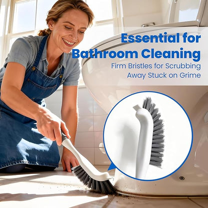 3 Pack Scrub Brush Set, Hard Bristle Brushes for Cleaning Bathroom, Sink, Corner, Stove, Tile Grout, Tight Spaces