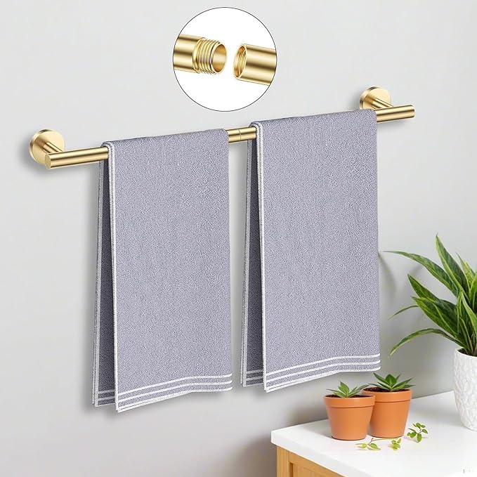 Brushed Gold Bathroom Accessories Set, 7 Pieces Gold Towel Bar Bathroom Hardware Set, 31.5 Inch Towel Racks for Bathroom, SUS304 Stainless Steel Bathroom Towel Holder Toilet Paper Holder Wall Mounted