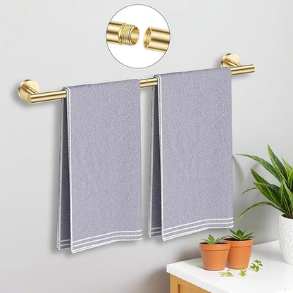 Brushed Gold Bathroom Accessories Set, 7 Pieces Gold Towel Bar Bathroom Hardware Set, 31.5 Inch Towel Racks for Bathroom, SUS304 Stainless Steel Bathroom Towel Holder Toilet Paper Holder Wall Mounted