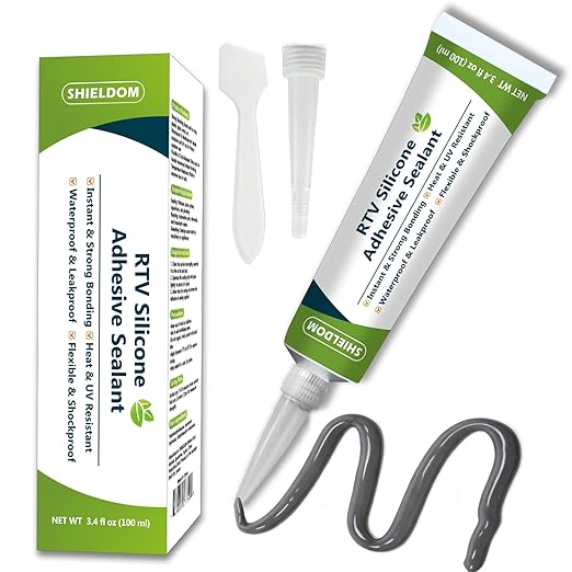 RTV Silicone Sealant Waterproof Seal & Caulk All-Purpose Adhesive Stronger Adhesion, Shrink & Crack Proof Caulking Sealer for Car, Kitchen, Window, Bathroom, Door - Grey 3.4 Fl. Oz.