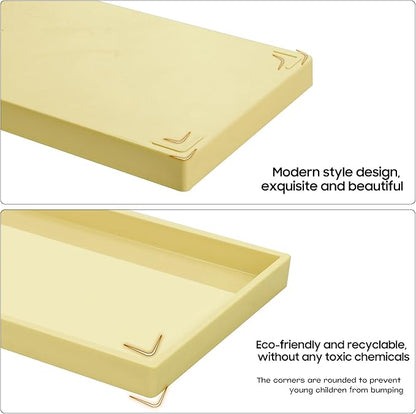 Vanity and Bathroom Tray, 15" ABS Countertop Organizer,Waterproof Vanity Tray for Toilet Tank,Perfume,Soap,Keys,Bathroom Accessories,Kitchen and Bath Trays,Non Slip Small Trays,Gold