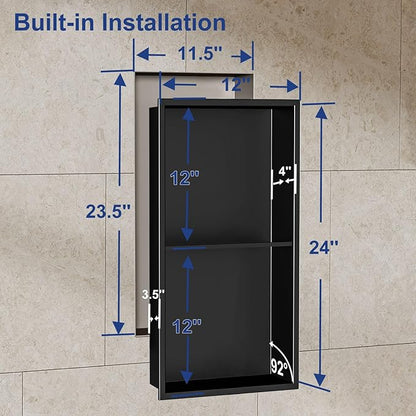 Shower Niche, Stainless Steel Elegant Bathroom Niche, No Tile Needed Recessed Shower Shelf Organizer for Storage
