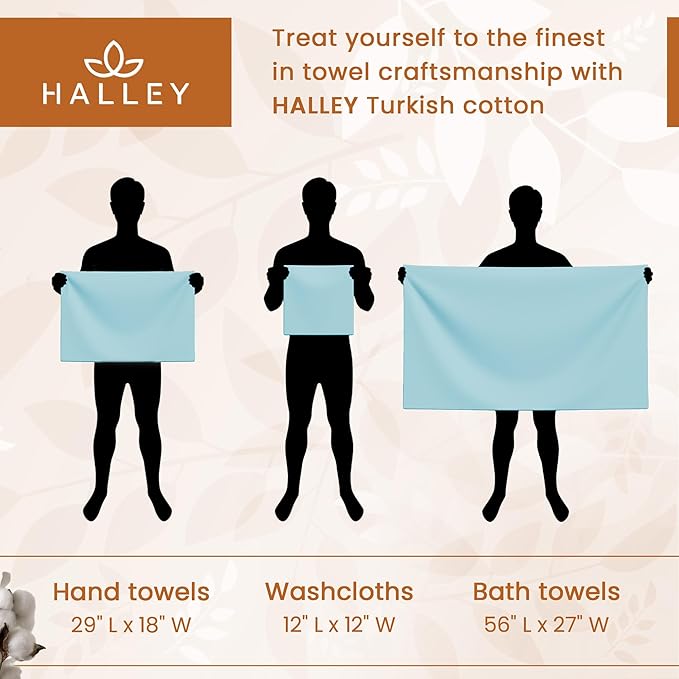 HALLEY Turkish Cotton Towels (Set of 4) 1 Bath Towel 1 Hand Towel 2 Washcloths, Super Soft Highly Absorbent 100% Cotton Towels for Bathroom and Kitchen for Mother’s Day (Ivory White)