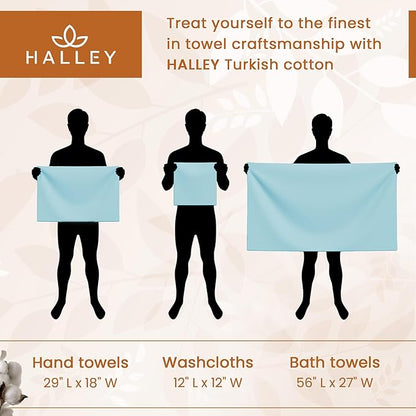 HALLEY Turkish Cotton Towels (Set of 4) 1 Bath Towel 1 Hand Towel 2 Washcloths, Super Soft Highly Absorbent 100% Cotton Towels for Bathroom and Kitchen for Mother’s Day (Ivory White)