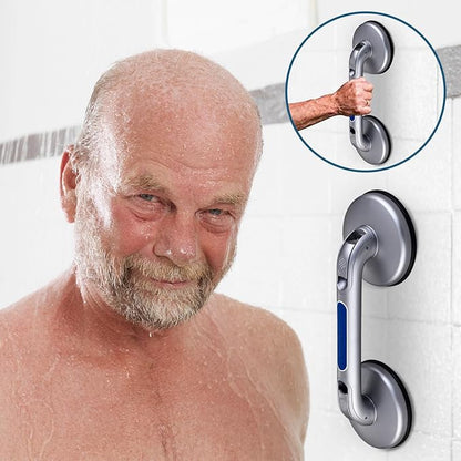 New Shower Handle Shower Grab Bars for Bathtubs and Showers,Strong Hold Suction Cup Grip Grab,Bath Handle for Handicap Elderly Seniors Bathroom Safety Grab Bar（Silver Blue）
