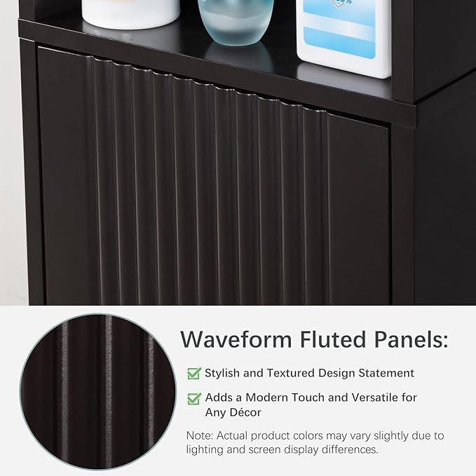 Tall Bathroom Storage Cabinet, Narrow Storage Cabinet with Adjustable Shelf Thin Linen Tower Two-Way Doors Contemporary Cabinet for Bathroom, Kitchen, Living Room, Espresso