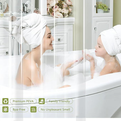 Waterproof Clear Shower Curtain Liner with 3 Large Magnets, 72 x 78 inch Extra Long Bpa-Free PEVA 8G Shower Liner Weighted, Tall Bathroom Transparent Plastic Shower Curtain Durable