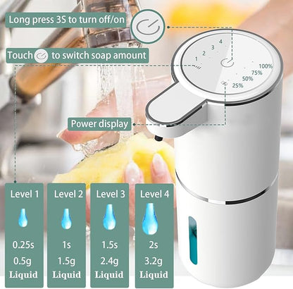 Automatic Liquid Soap Dispenser,Touchless Hand Soap Dispenser 13.5oz/400ml USB Rechargeabled Dispenser Electric,Wall Mounted 4 Levels Adjustable Soap Dispenser Pump for Bathroom Kitchen Dish Soap