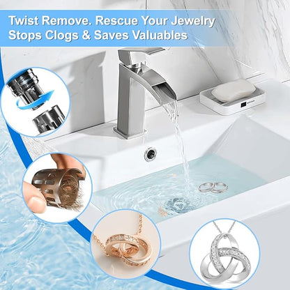 Universal Bathroom Sink Stopper Replacement,Pop Up Sink Drain Strainer Hair Catcher,Silent Copper Popper Core/Cover,Stainless Steel Filter Basket Fit 1.05~2.0'' (Silver Polished, 2 Pack)