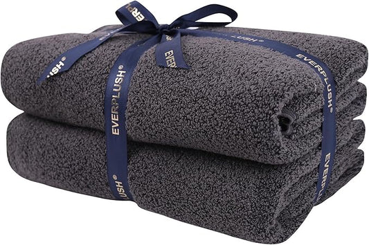 Everplush Diamond Collection Extra Large Bath Towel Sheet – 2 PK, Super Soft & Highly Absorbent, Quick-Drying, Oversized & Thick. Perfect for Bathroom, Pool, Swimming Use (Charcoal, 35" x 66" 2PK)