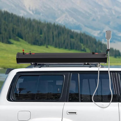Portable Water Tank for Camping, 5.28 Gallon Roof Rack Mount Road Shower Water Tank w/Storage Bag and 5.58ft Hose, Outdoor Activities Water Supply for SUVs Sedans RVs Trucks