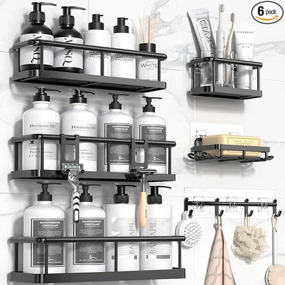YASONIC Shower Caddy, Rustproof Shower Shelves for Inside shower, No Drilling Bathroom Organizers and Storage, 6 Pack Large Capacity Bathroom Caddy for Kitchen & Home Decor-XXL Size