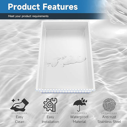 18" X 12" Shower Niche Insert Tile Ready, Niche for Shower Wall, Stainless Steel Recessed Shelf No Tile Needed for Bathroom Storage, White