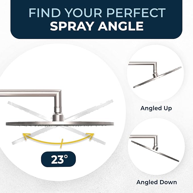 HammerHead Showers® Solid Metal 12 Inch Rainfall Shower Head, Large Rain Shower Head, 2.5 GPM High Flow Shower Head Optimized for Pressure, Wall-Mounted or Ceiling Rain Shower Head, Brushed Nickel