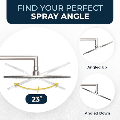 HammerHead Showers® Solid Metal 12 Inch Rainfall Shower Head, Large Rain Shower Head, 2.5 GPM High Flow Shower Head Optimized for Pressure, Wall-Mounted or Ceiling Rain Shower Head, Brushed Nickel