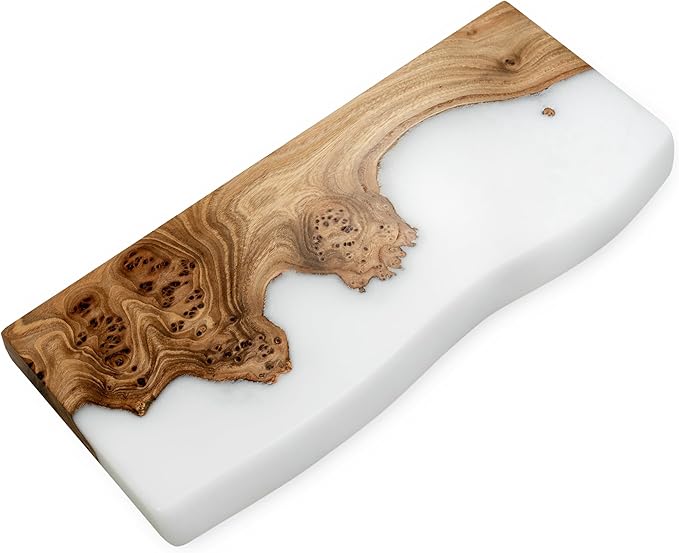 RWA Live Edge Floating Shelf – Unique Wood Floating Shelf for Wall Decor, Living Room, Bedroom, or Bathroom – Stylish Decorative Wall Shelves for Home & Office (Live Edge, White - 24x7)
