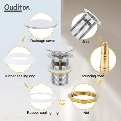 Tub Stopper Bathtub Drain, Brass Pop-up Freestanding Bathtub Drain Stopper, Fits Most Freestanding Tub Rough- in Kits(Chrome)