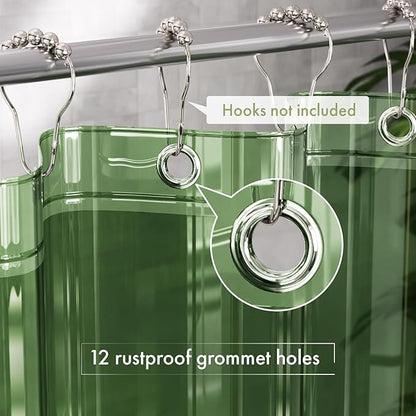 AmazerBath 72x78 Long Shower Curtain Liner, Clear Green Plastic Shower Curtain Liner, Waterproof PEVA Shower Liner, Cute Lightweight Shower Curtains for Bathroom with 3 Magnets & Rustproof Grommets