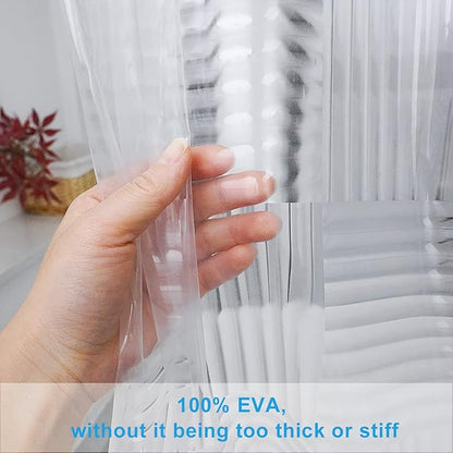 EurCross 72 x 84 inch Extra Long Clear Shower Curtain Liner with Geometric 3D Pattern, Heavy Duty EVA Plastic Waterpoof Curtains Liner for Bathroom,3 Bottom Magnets