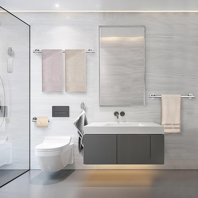 5 Pieces Bathroom Hardware Set, 23.6-inch+15.35-inch Bathroom Towel bar SUS304 Stainless Steel Bathroom Towel Bar Set Polished Chrome