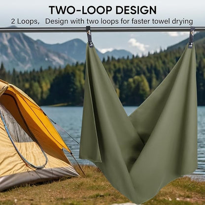 APEXUP Microfiber Travel Towel, Ultra Absorbent Quick Dry Towels, Lightweight Gym Sports Camping Towel for Workout, Yoga, Beach, Shower, Swimming (72"×40", Army Green)
