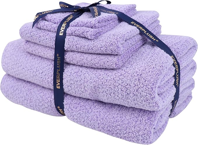 Everplush Diamond Collection 6-Piece Bath Sheet Set, Soft Plush Jacquard Luxury Bath Towels,Highly Absorbent & Fast-Drying Luxury Towels Sets for Bathroom,Shower, or Spa (Lavender, Bath Sheet 6PK)
