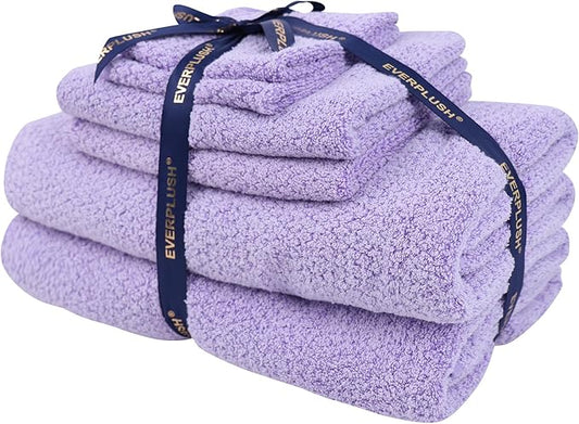 Everplush Diamond Collection 6-Piece Bath Sheet Set, Soft Plush Jacquard Luxury Bath Towels,Highly Absorbent & Fast-Drying Luxury Towels Sets for Bathroom,Shower, or Spa (Lavender, Bath Sheet 6PK)