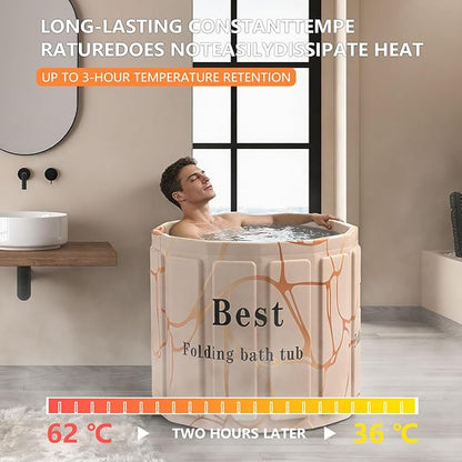 Portable Bath Tub for Adult, Foldable Soaking Bathtub for Hot SPA&Ice Bath, Foldable Small Bathtub Collapsible Tub for Bathing, Quick Setup No Installation, Space-Saving Storage (Fantasy, 25.9X31.5IN)