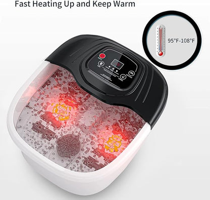 Foot Spa Bath Massager with Heat, Epsom Salt,Bubbles, Vibration and Red Light, Tub for Stress Relief,Foot Soaker, Christmas Gifts Birthday Gifts for Mom Dad Women Men Her Him