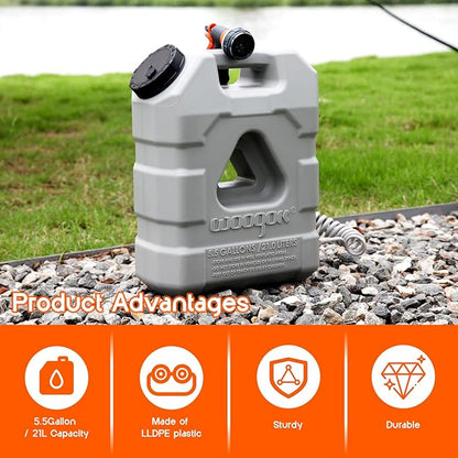 5.5Gallon/ 21L Portable Water Containers with Pump and 8 Modes Sprayer, Pressurized Water Container for Camping Shower, Off Road Shower, Outdoor Hiking, Picnic, Ideal Camping Essentials