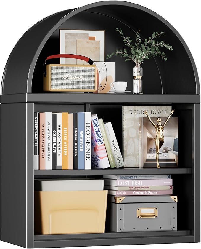 Metal Arched Wall Cabinet,Black Bathroom Wall Mounted Cupboard,Modern Arched Storage Cabinet with Adjustable Shelf,Space Saver Wall Cabinet,Requires Assembly