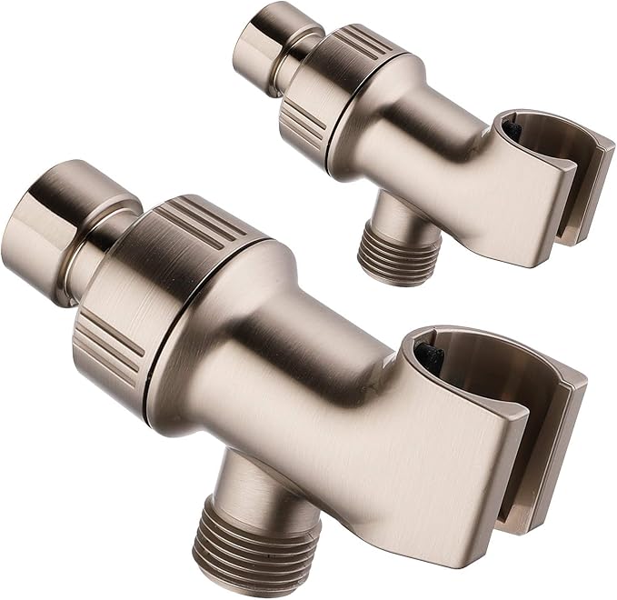2PCS Universal Handheld Shower Head Holder - Adjustable Arm Mount Bracket With Brass Swivel Ball, Stand - Brushed Nickel