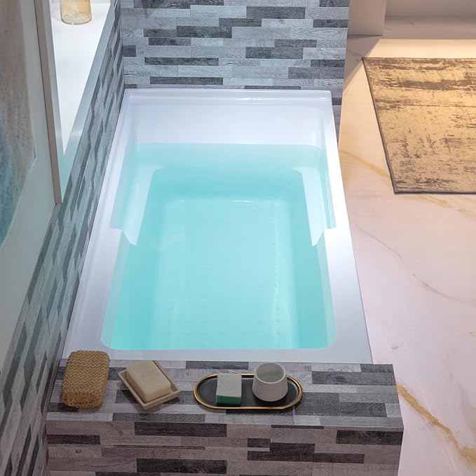 WOODBRIDGE 54" Acrylic Rectangular Alcove Soaking Bathtub in White with Left Drain, Brushed Nickel pop-UP Drain Included BA5430L
