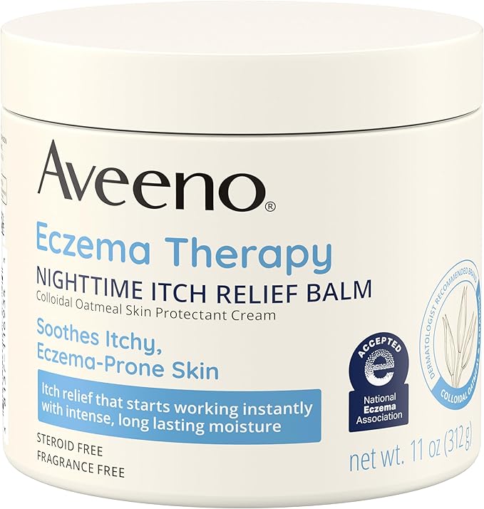 Aveeno Eczema Therapy Itch Relief Balm with Colloidal Oatmeal & Ceramide for Dry Itchy Skin, Non-Greasy, Steroid-, Fragrance- & Paraben-Free Moisturizing Skin Protectant Cream, 11 oz