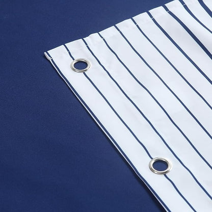 Blue Shower Curtain 78 Inches Long, Modern Navy Blue and White Gradient Horizontal Stripe Waterproof Polyester Shower Curtains for Bathroom, 72x78 Inches